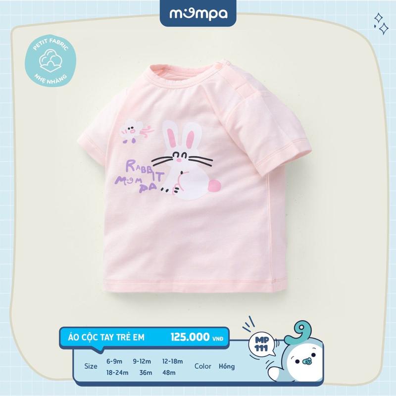 Áo cộc tay cho bé Mompa từ 6 tháng đến 4 tuổi vải Petit mềm mịn nhẹ nhàng thoáng khí cúc giữa MP 111 [DQ] 5