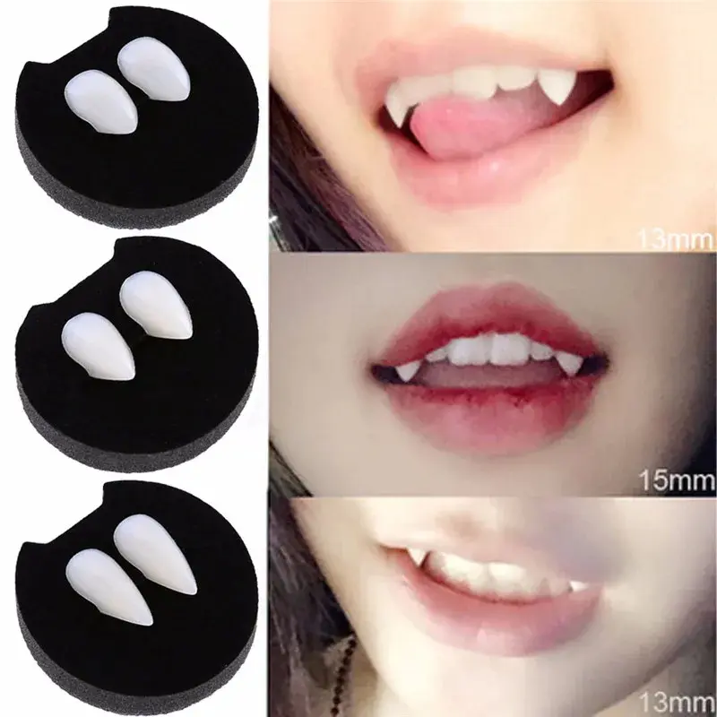 Đồ chơi răng nanh răng ma cà rồng, 2 cái, được đóng gói trong hộp Resin an toàn, Thích hợp cho Halloween, răng giả răng giả, đồ trang trí đạo cụ tiệc hóa trang, cho đồ chơi trẻ em và người lớn