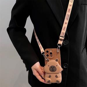 Iphone 16 16e 15 6 6s 7 8 Plus 11 12 13 mini 14 Pro Max X XR XS Max Túi Ví Dễ Thương anime capybara Vỏ Điện Thoại Mềm