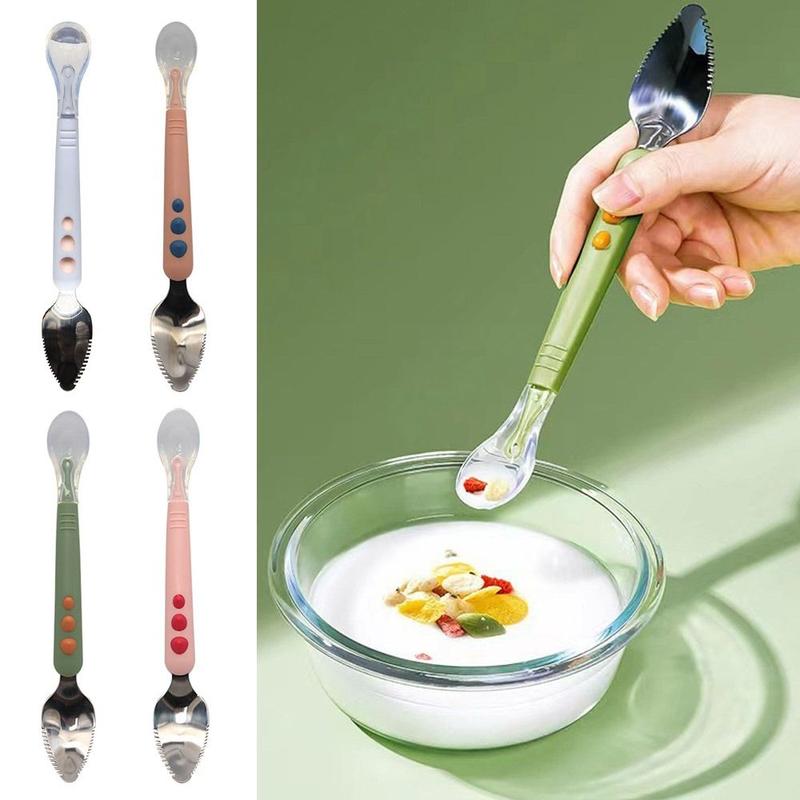 Portable Silicone Fruit Puree Spoon Double-Ended Baby Tableware ...