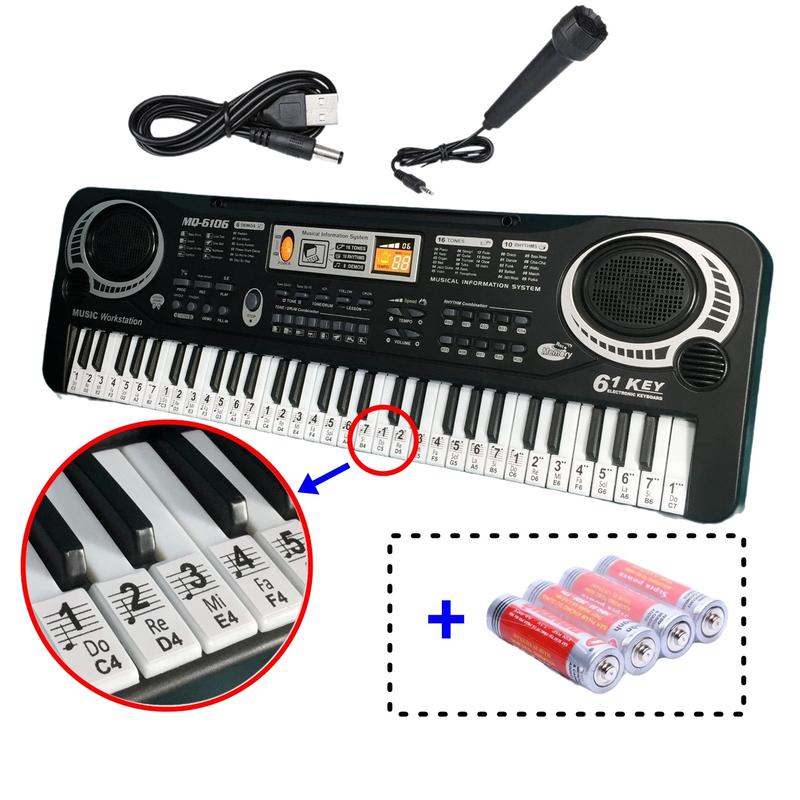 Đàn Piano Cho Bé Có Dán Số Nốt Nhạc Đàn Organ 61 Phím Kèm Mic Mini
