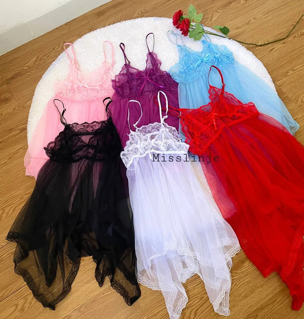 Baju Tidur Wanita Dewasa Lingerie Transparan Tulle Muat sampai size besar