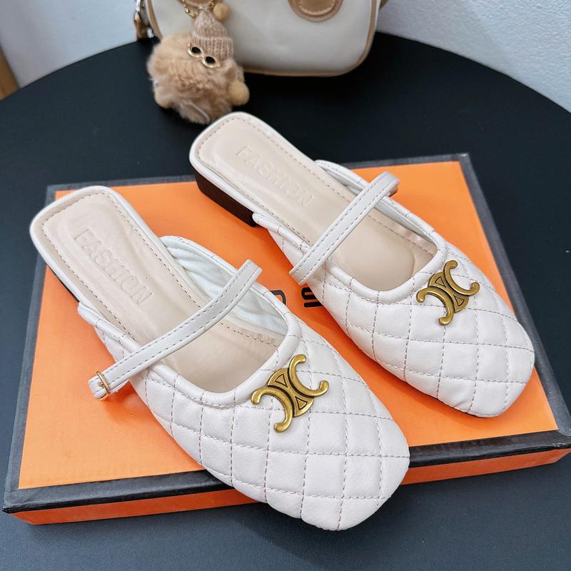 Dép Slipper G1138 SỤC Nữ Chần Chỉ CC Đồng Đế Bệt Dễ Đi 3