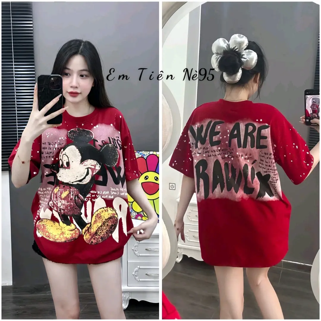 ÁO THUN UNISEX IN 2 MẶT CHUỘT MICKEY FORM RỘNG 40-70KG cotton mềm hót hít Top Nữ Women Cổ Tròn