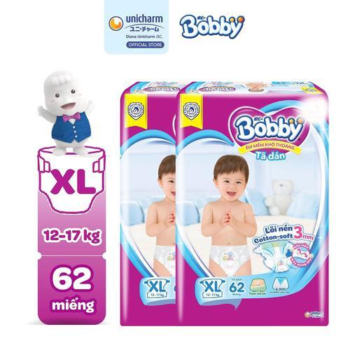 [COMBO 2] Tã dán Bobby lõi nén cotton-soft 3mm XL62 Cho Bé