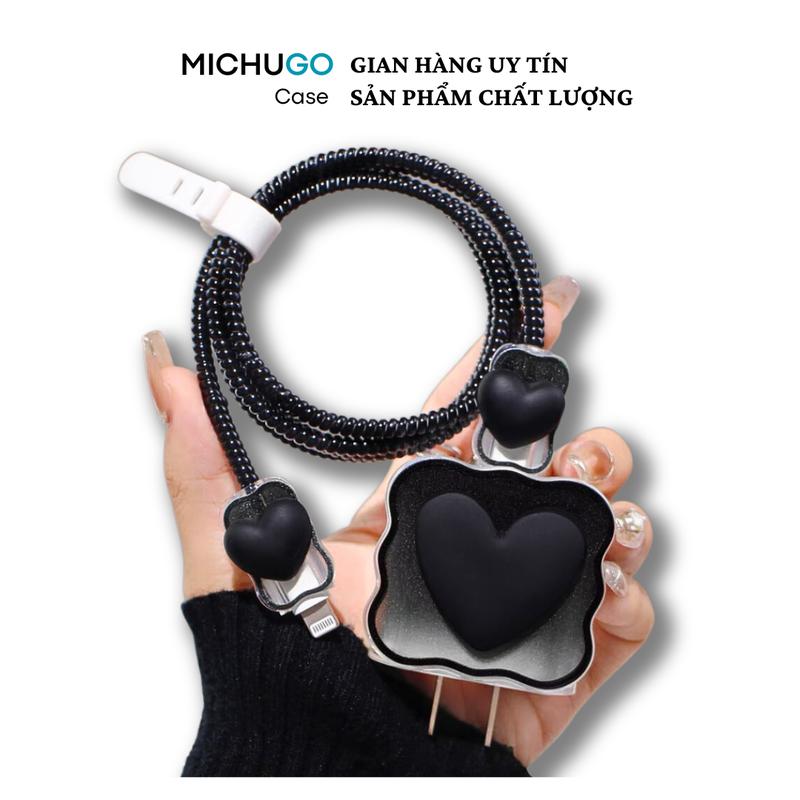 Phụ kiện bảo vệ củ sạc, bảo vệ cáp sạc nhanh trái tim băng giá dễ thương dành cho 14/13/12/11promax Phone