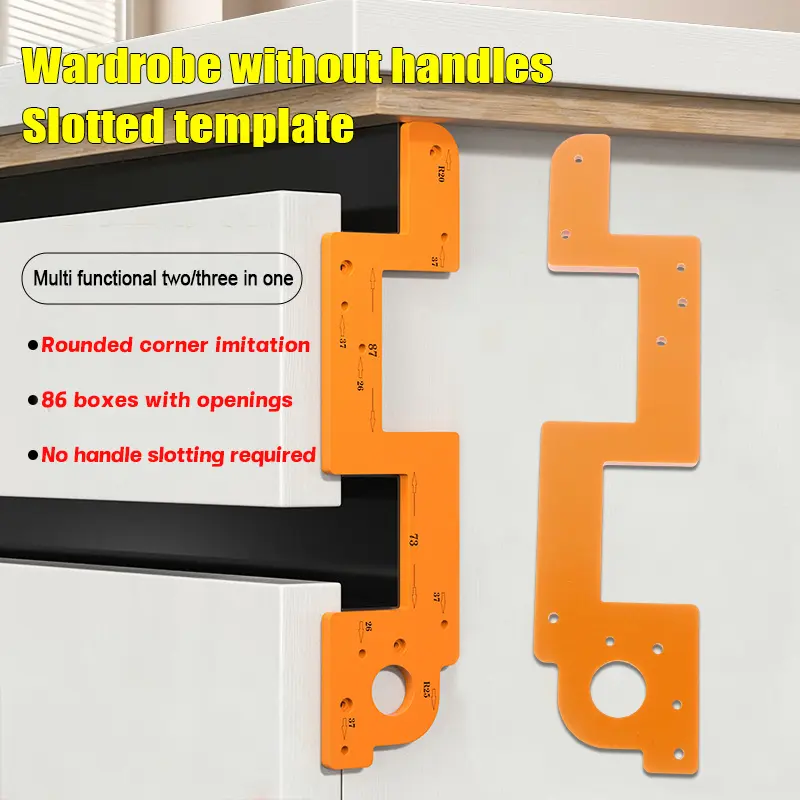 Invisible embedded handle template tool for positioning slotting ...