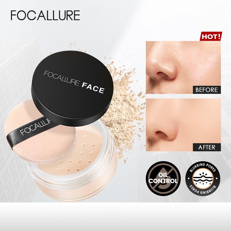 Phấn Phủ Dạng Phủ, FOCALLURE, 3 Màu, Kiểm Soát Dầu, Trang Điểm Mặt Mịn Màng Cosmetic Mỹ Phẩm