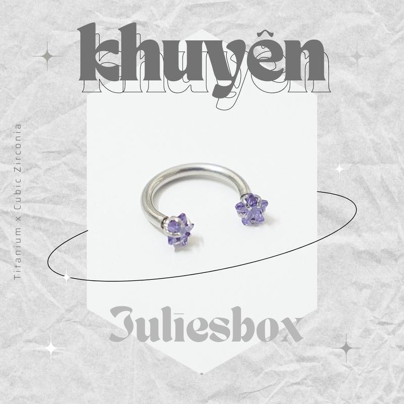 1 Chiếc XỎ 1.6mm Khuyên Tai Bông Tai Chữ U 2 Đầu Đá Ngôi Sao Màu Tím Thép Y Tế Thép Không Gỉ Cá Tính Phong Cách Nam Nữ