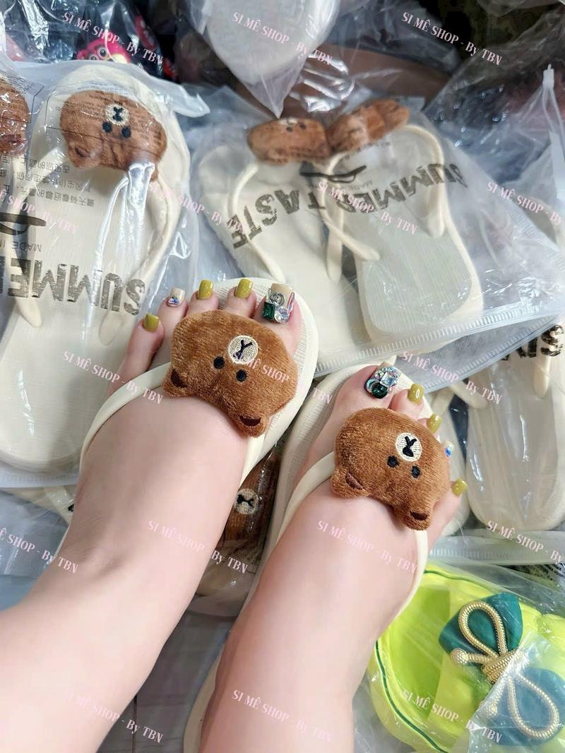 Product Introduction of DÉP KẸP GẤU  CUTE - HÀNG QC - DÉP NỮ - DéP Shoes Women dep hot kieu xỏ vip quai ngang hoa 2