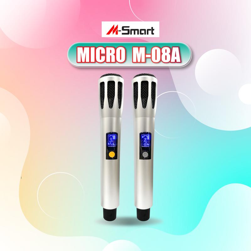 Một cặp micro không dây cao cấp sóng UHF M-08A cho loa di động hát karaoke âm thanh chuẩn