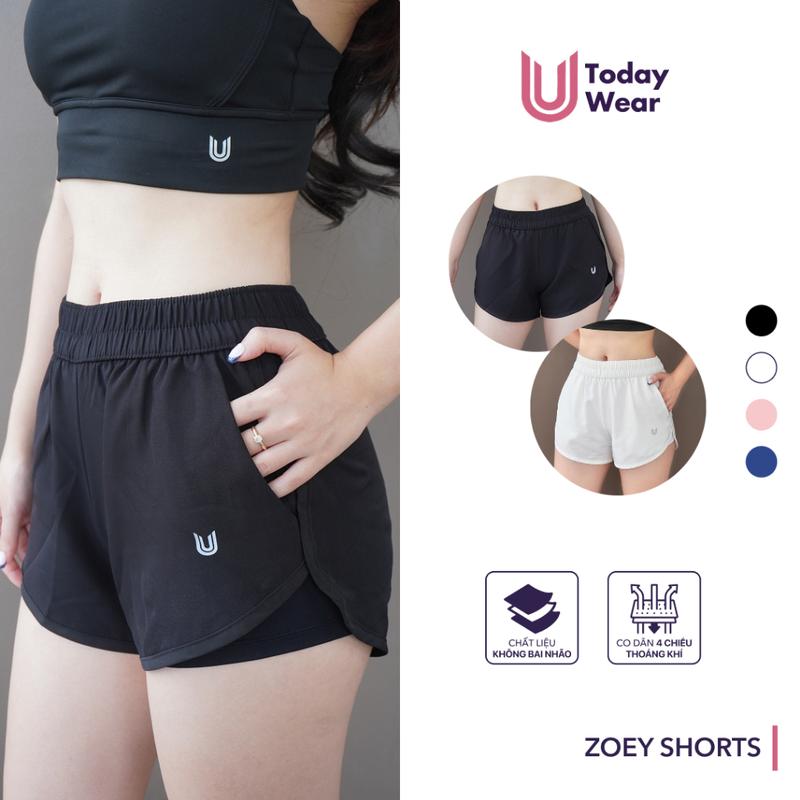 Quần đùi thể thao nữ Zoey Short Today U Wear vải gió 2 lớp bên trong co giãn thoáng mát, cầu lông, gym, pickleball, tennis