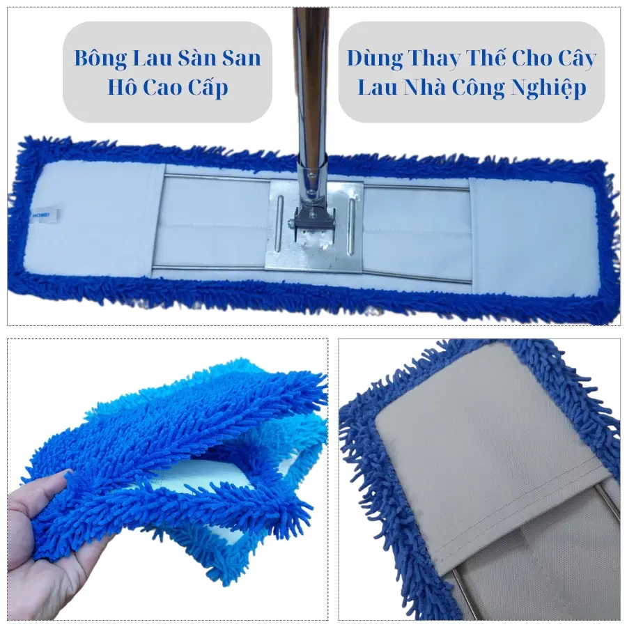 combo 2 tấm bông lau 45cm và 60cm thay thế chổi công nghiệp bông lau san hô Inox Làm Sạch