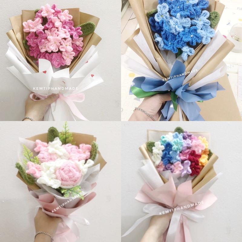 Bó hoa lưu ly bằng len nhiều màu