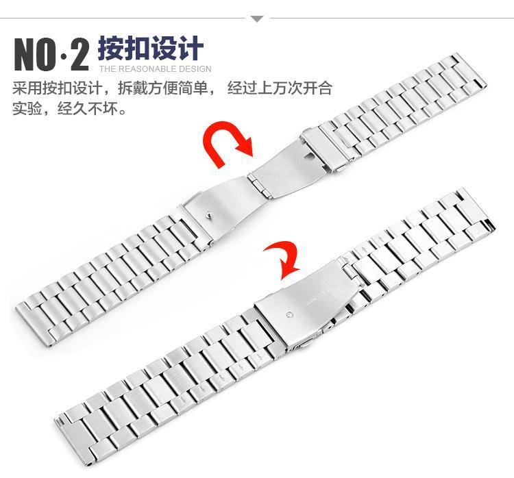 Product Introduction of 304 stainless steel watch band 16mm 18mm 2mm 22mm 24mm black silver replacement men's watch str quick relise 10