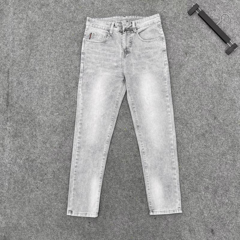 Quần Jean Nam Màu Xám Khói Trơn Xám Nhạt, Ống Đứng Dáng Slimfit Ôm vừa, Chất Mềm Co Dãn Bốn Chiều Xám Nhạt, Thấm hút mò hôi tốt