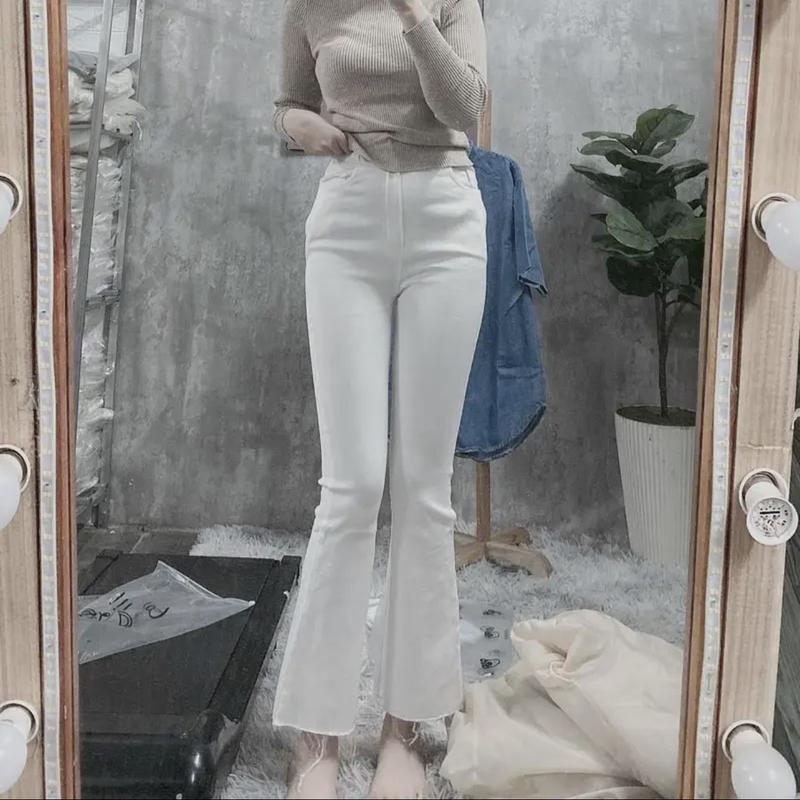 Quần Jeans Giấy ống Loe MÀU ĐEN TRẮNG  , Co Giãn 4 chiều