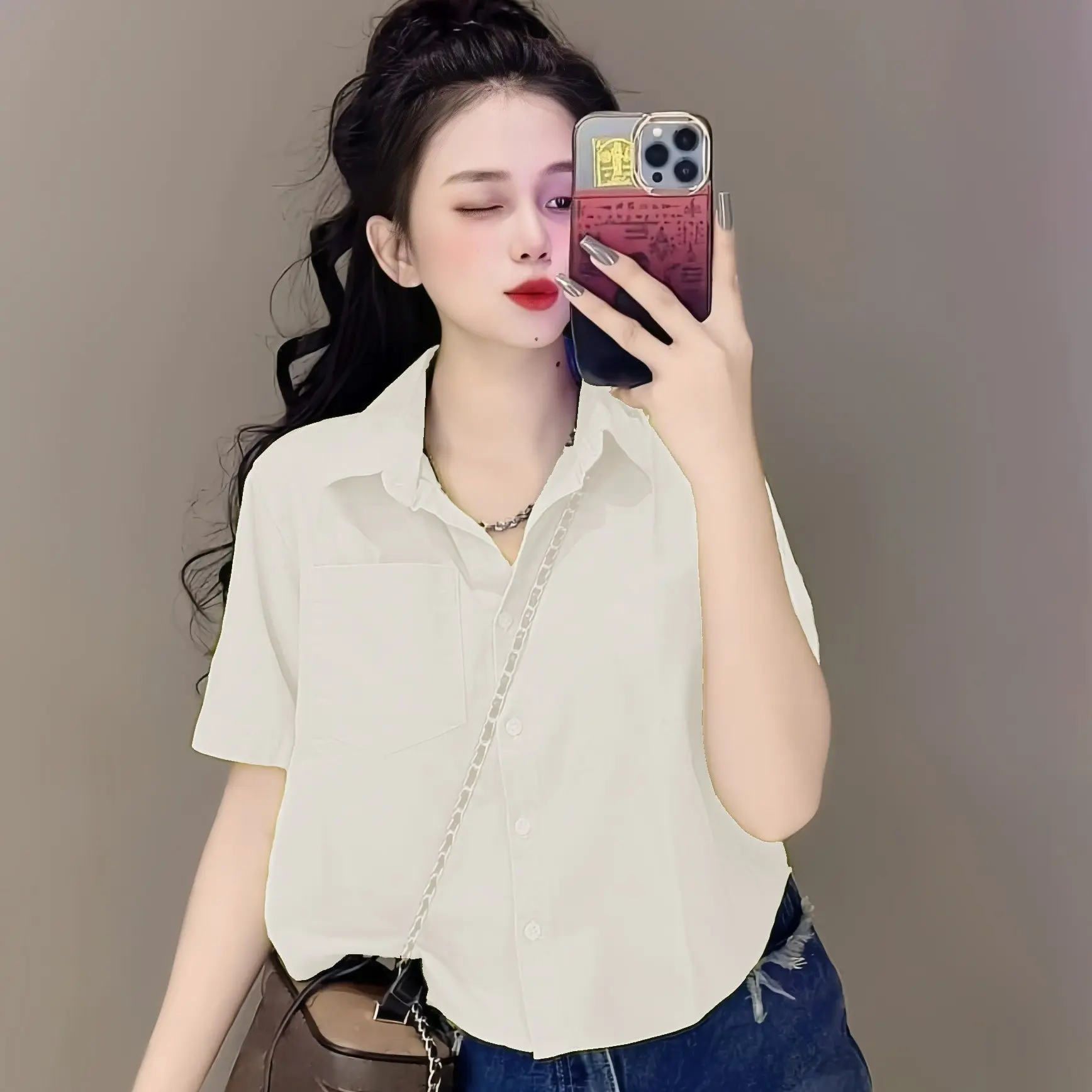 Áo Sơ Mi Nữ Tay Ngắn Form Rộng Nhiều Màu Áo Croptop Nữ Kiểu Sang Chảnh Thoải Mái Cho Bốn Mùa | BigBuy360 - bigbuy360.vn Áo Sơ Mi Nữ Tay Ngắn Form Rộng Nhiều Màu Áo Croptop Nữ Kiểu Sang Chảnh Thoải Mái Cho Bốn Mùa | BigBuy360 - bigbuy360.vn