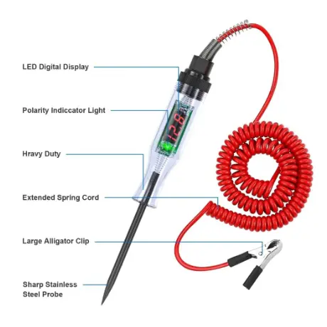 【idmobil】12V-24V Auto Voltage Universal Digital Obeng Testpen DC Display Long Probe Pen Light Logam 4