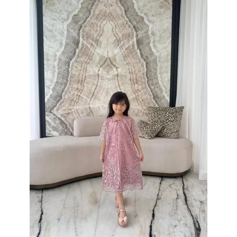 Dress Anak Daisy 6 7 8 9 Brokat Tulle Tile Bordir Glitter / Dress Pesta Anak 6 7 8 9 Tahun 6