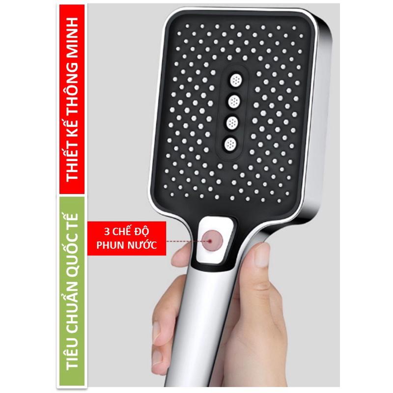 💯Great Deal 30% Off💯Đầu Bát Sen Nhà tắm Tăng Áp 3 Chế độ phun nước Bóng đẹp Sang trọng (Tuỳ chọn Dây và Giá đỡ) 3