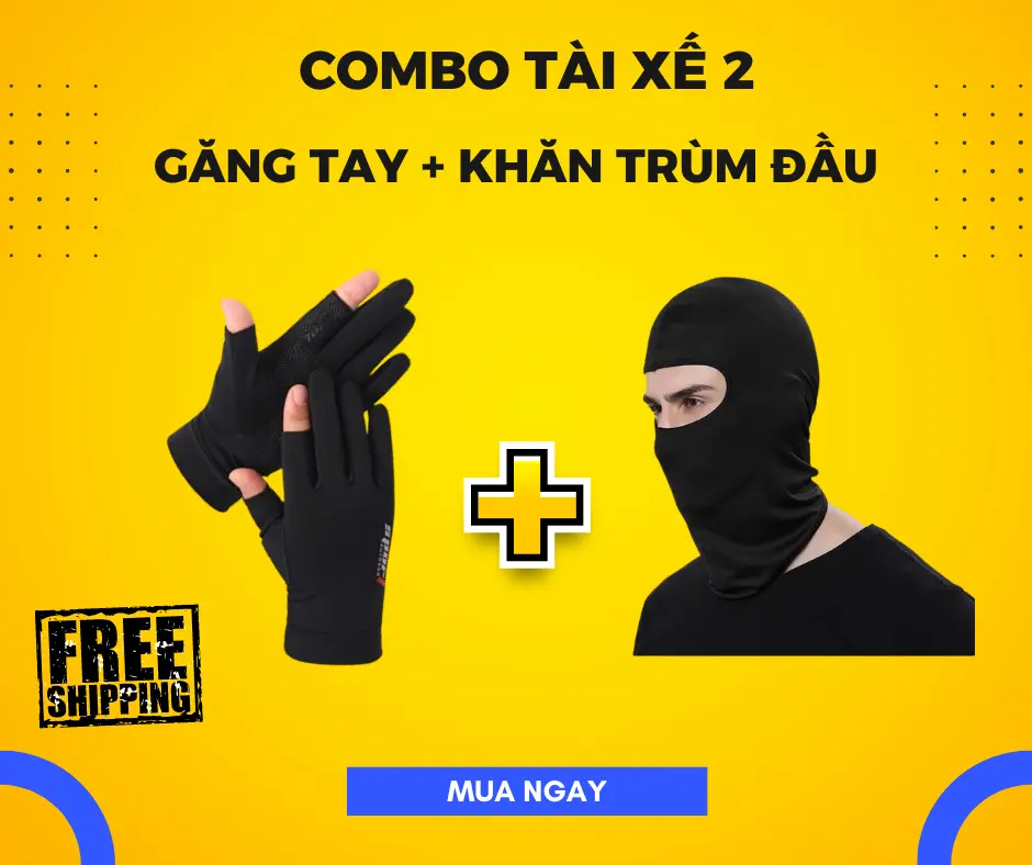 [Bán Chạy Lắm] Combo Tài Xế - 1 Đôi Găng Tay Chống Nắng - 1 Khăn Trùm Đầu Đa Năng Tiết Kiệm Chống Trơn Bao Tay