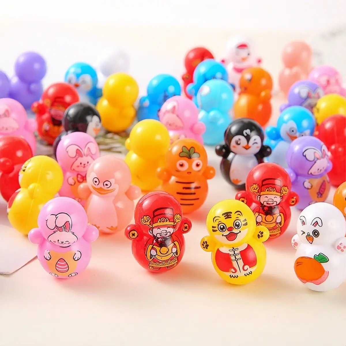 COMBO 10 Lật đật hình thú mini dễ thương làm đồ chơi cho bé và trang trí nhà cửa