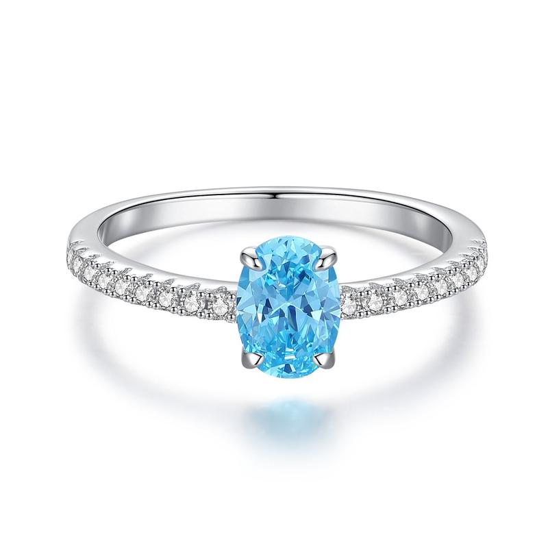 【T8】925 Sterling Silver Oval Shape CZ Ring 1