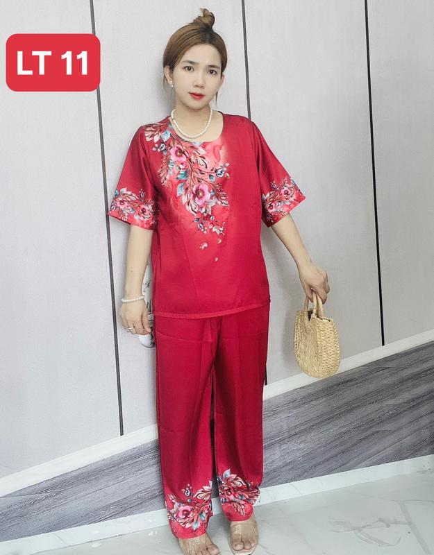 Đồ Bộ Trung Niên [FREESHIP] - Đồ Bộ Lụa Latin in Hoạ Tiết 3D KYMSHOP mã LT10-LT13. Nữ Women 4