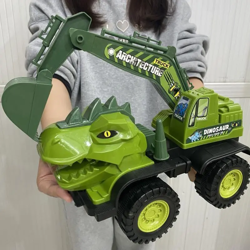 Máy xúc khủng long cho trẻ em, đồ chơi xe kỹ thuật quá khổ 37cm, Xanh Lá , Overlord Triceratops, vận chuyển nhanh 6