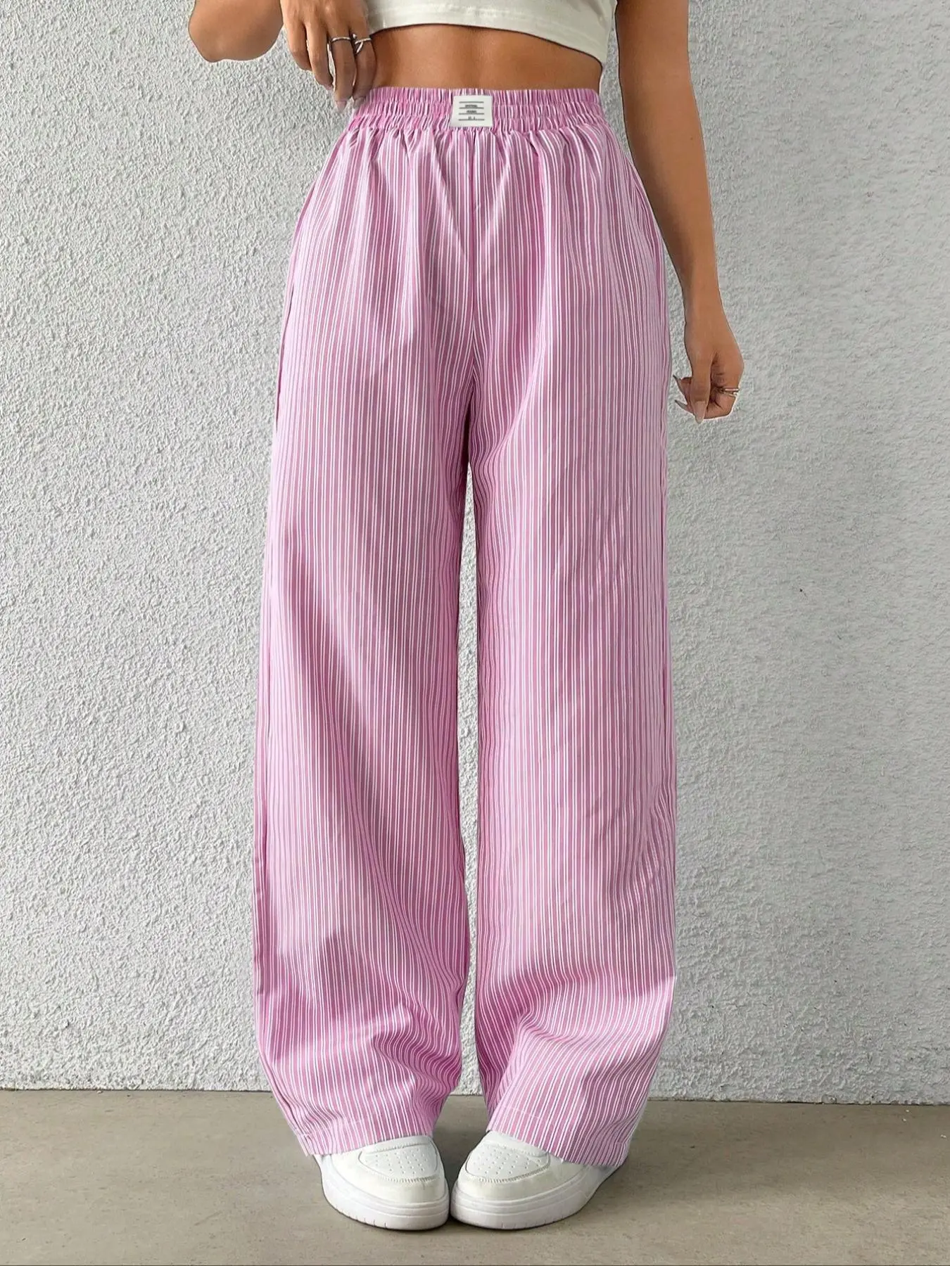 Women's Striped Print Straight Leg Pants, Casual Comfy Trousers for Daily Wear, Ladies Bottoms for All Seasons