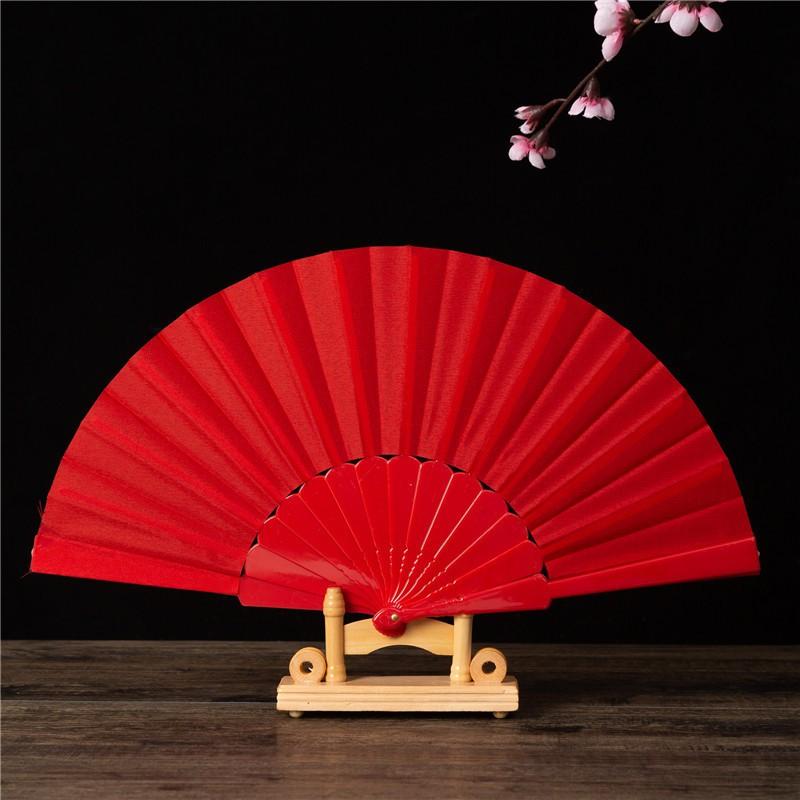 Quạt Xếp Chất Liệu Vải, Nan Nhựa Trơn Chuyên Dụng Khi Múa Quạt, Khiêu Vũ, Trang Trí Dài 23cm Xòe 43cm Decor Đồng