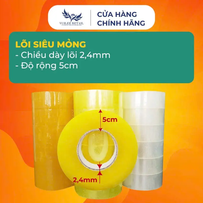 Băng Dính Đóng Thùng 1Kg/Cuộn Lõi Nhựa Mỏng, Băng Keo Trong Đục Loại Lớn Cuộn 1Kg Siêu Dai Giá Xưởng VUILEE RETAIL 2