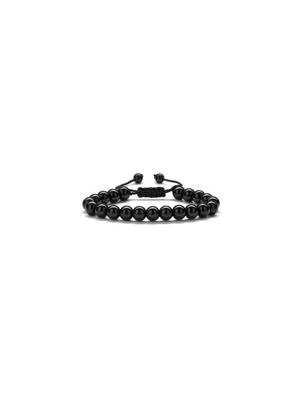 Men's Simple Beaded Bracelet, Casual Adjustable Beaded Bracelet for Daily Wear, Fashion Black Onyx Accessories for Men 4