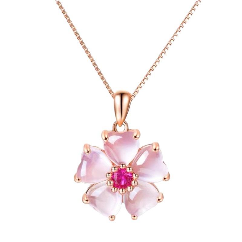 Product Introduction of Natural Crystal Attracting Male Necklace Female Sweet Peach Heart Powder Crystal Pendant Natural Ross Quartz Clavicle Chain Jewelry 5