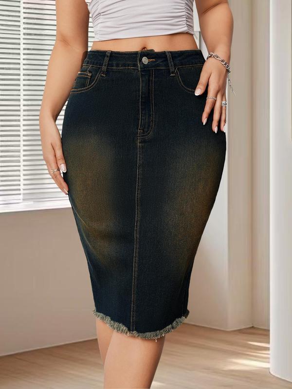 Women's Denim Skirt, Fashion Casual Knee Length Skirt for Daily Outdoor Wear, Ladies Bottoms for Summer 3