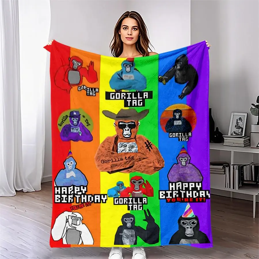 Gorilla Pattern Blanket,  1 Count Soft and Comfortable Air-conditioned Room Throw, Warm Nap Blanket for Home, Office, Outdoor Camping