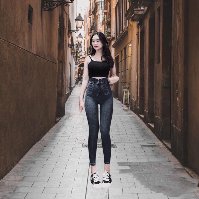 Product Introduction of Quần jean ôm nữ cạp cao thời trang.chất vải QCCC co giãn 4 chiều Denim 5