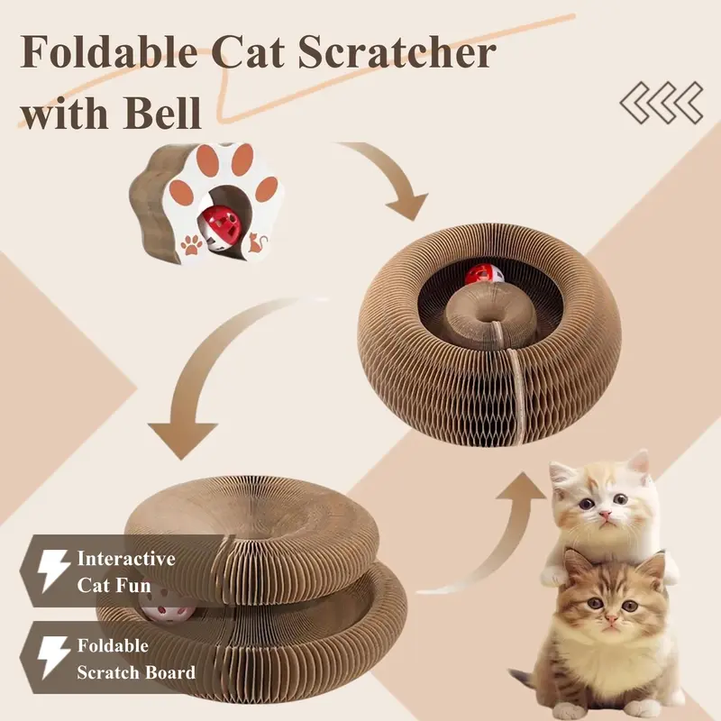 Foldable Cat Toy, Durable Funny Cat Scratcher with Bell, Durable Cat Scratching Toy, Funny Interactive Pet Paws Kitten Scratching Toy, Pet Supplies for Indoor Outdoor Use, Cat Toys, Pet Products Tools 1