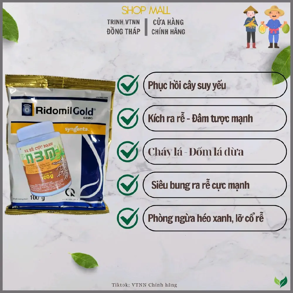 Phân bón 1 Ridomil và N3M - Kích rễ mạnh - Phục hồi cây ra suy yếu,úng nước - Ngừa nấm bệh - héo xanh - Lỡ cổ rễ