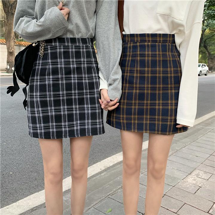 Product Introduction of Season Plaid Skirt Women's High Waist Trendy Women's Students' Skirt Package Hip Skirt 5