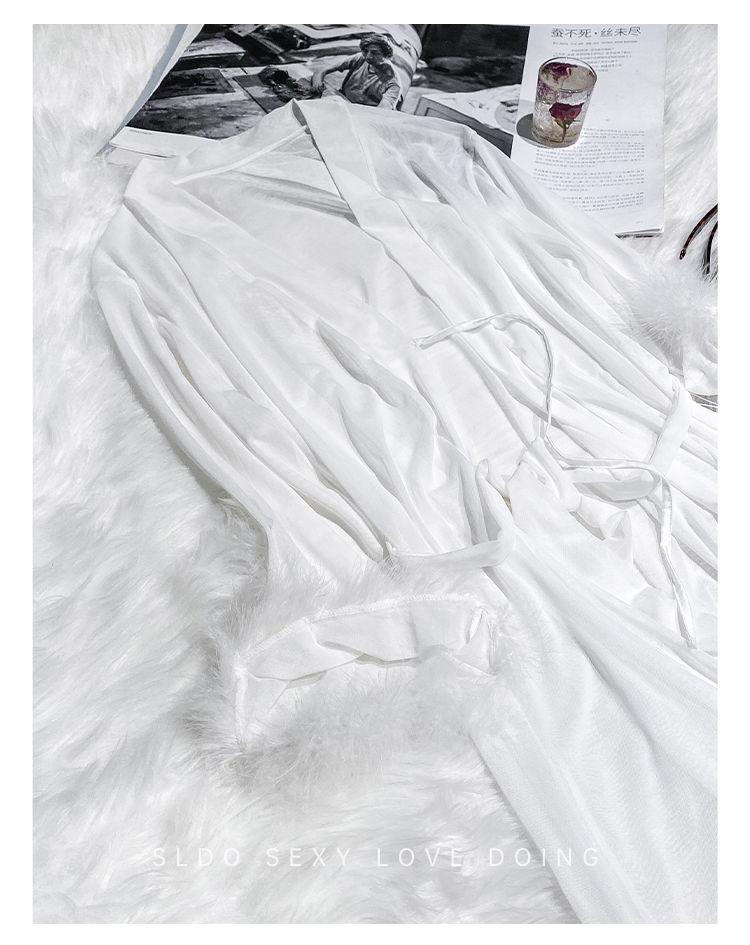 Product Introduction of High Quality in Stock-Limited Offer Sldo Flagship Store French Advanced Sense Long Sleeve Nightgown White Feather Princess Loose Sexy Morning Gowns-TK Hot Sale Quality Certification Womenswear Loungewear Original Nightwear 16