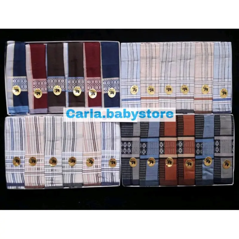 6pcs- sapu tangan pria bahan cotton / sapu tangan laki-laki bahan katun ,saputangan pria isi 6 Aksesoris Hadiah 7