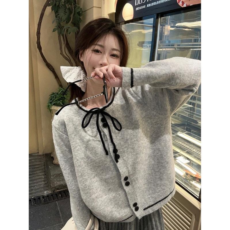 Áo Khoác Len Lông Thỏ Cổ Tròn Cúc Đôi Phối Viền Kẻ Phong Các Hàn Quốc Mặc Giữ Ấm Mùa Đông Nữ Women trending