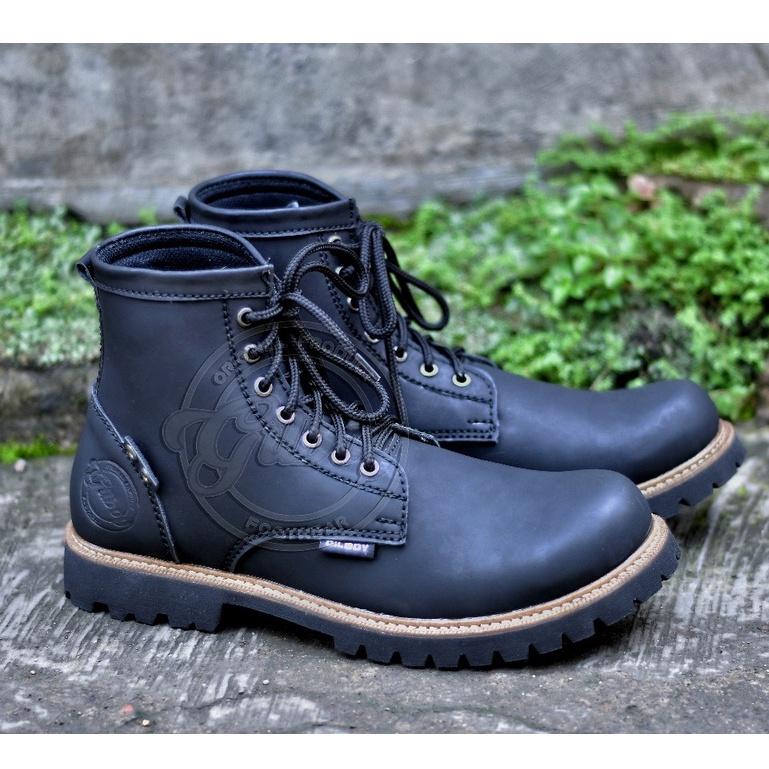 GILBOY Sepatu Boots Pria Klasik Safety Ujung Besi TM-01 BLACK - Shop ...