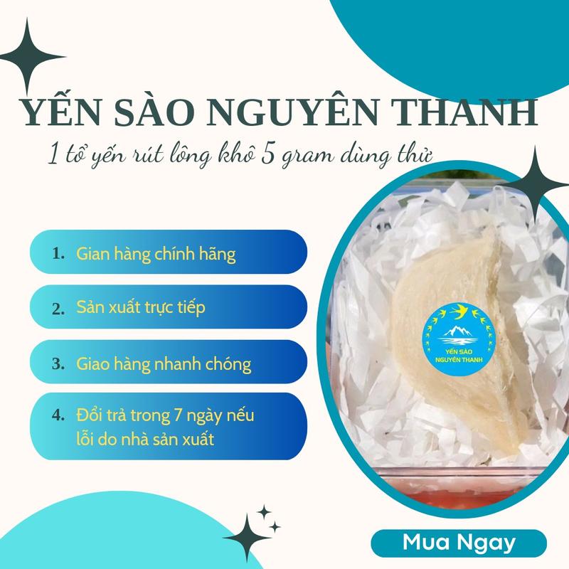  1 TỔ YẾN RÚT LÔNG KHÔ 5 GRAM DÙNG THỬ  KÈM TÁO & ĐƯỜNG  