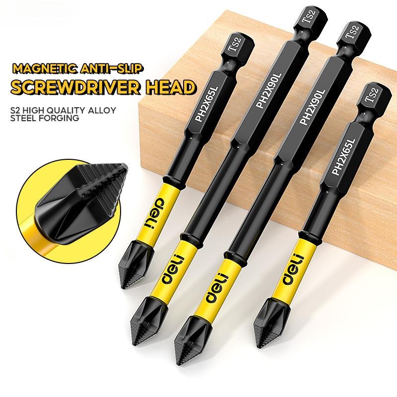 deli mũi vít PH2 đầu vít nam châm bắn tôn chống trượt 25mm 50mm 65mm 70mm 90mm 150mm