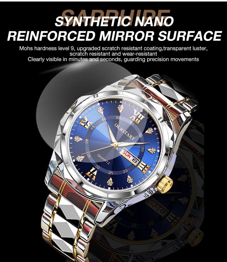 Product Introduction of Luminous Diamond Faceted Watch, Waterproof with Automatic Lighting and Date Display, Comes with a Meter Adjuster and Gift Box 20