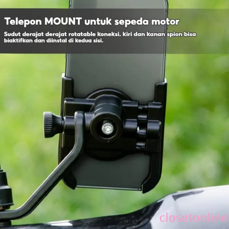 Holder Telepon EV Sepeda Motor - Alumunium. Tahan, bergaya. Cocok telepon & baterai. Aman, tahan getar. Bantalan navigasi. Aksesori berkualitas. Holder Sepeda Motor, Aksesori Sepeda Listrik 4