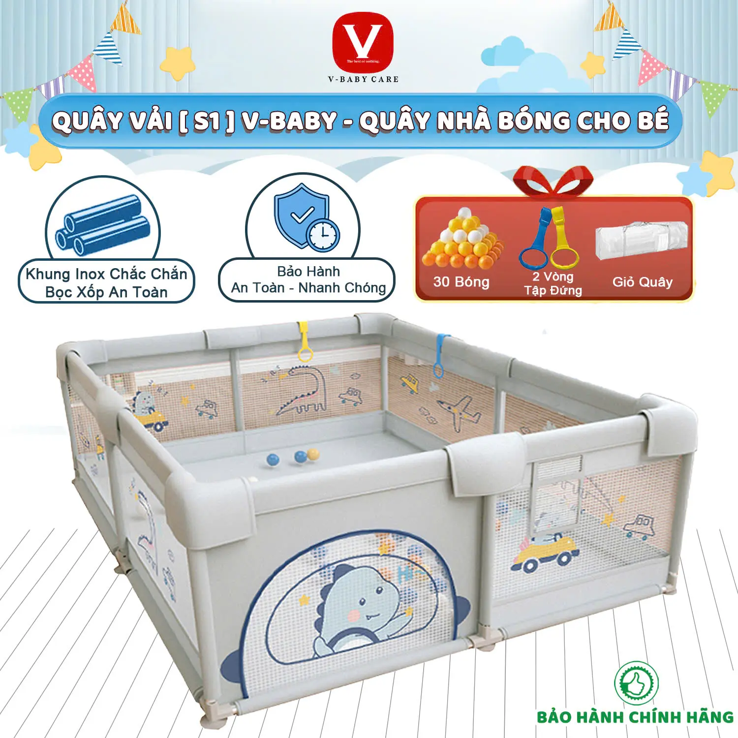 Quây Bóng, Quây Cũi Nhà Bóng Vải - Khung Inox / Thép Cho Bé [KÈM QUÀ TẶNG] - New 2025 ( 1m8x2m ) Đồ Chơi